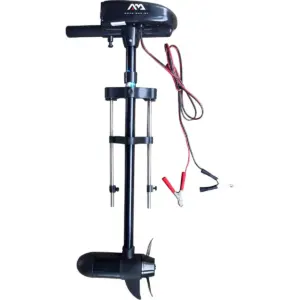 Aqua Marina T-18 trolling motor - black motor with tiller propeller mounting bracket and battery clips