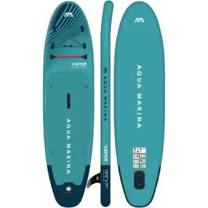 Aqua Marina VAPOR stand-up paddle board - turquoise board shown from deck side and underside
