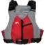 Aqua Marina Personal Flotation Device - front view of the red and grey vest, zip and buckle