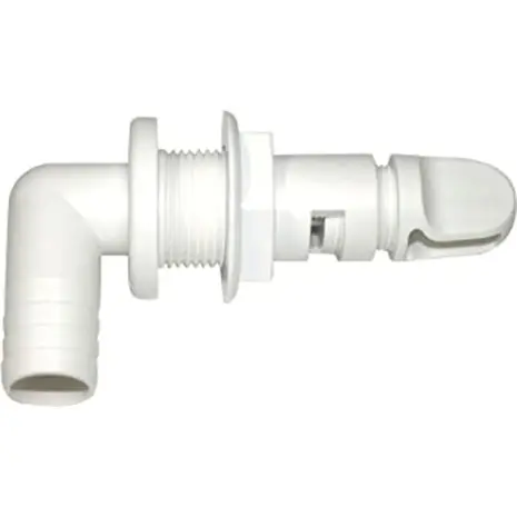 Attwood adjustable aerator spray head - white threaded fitting with angled inlet and adjustable outlet Attwood adjustable aerator spray head - white threaded fitting with angled inlet and adjustable outlet