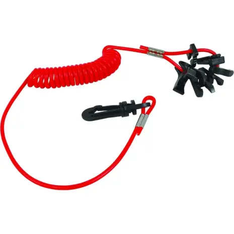 Attwood kill switch keys and lanyard - red coiled lanyard with black keys and clip Attwood kill switch keys and lanyard - red coiled lanyard with black keys and clip