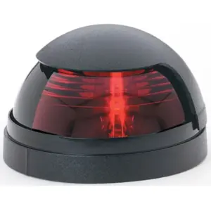 Attwood red bow light - angled view of the black housing and red lens