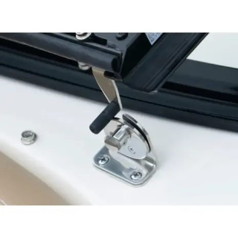 Attwood walk-through windshield latch - latch fitted to a boat windshield Attwood walk-through windshield latch - latch fitted to a boat windshield