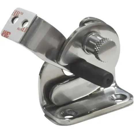Attwood walk-through windshield latch - angled view of the stainless-steel latch Attwood walk-through windshield latch - angled view of the stainless-steel latch