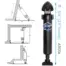 Bennett Hydraulic Actuator Assembly - black hydraulic actuator beside mounting diagrams and dimension labels