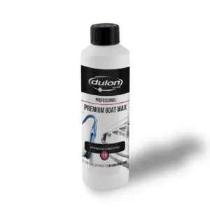 Dulon premium boat wax - white bottle with black cap and boat label