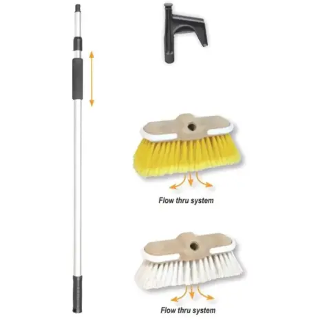 Lalizas boat cleaning set - telescopic pole scraper and two brush heads with flow-through arrows Lalizas boat cleaning set - telescopic pole scraper and two brush heads with flow-through arrows
