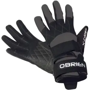 O’Brien Competitor X-Grip waterski gloves - black gloves showing the back and palm
