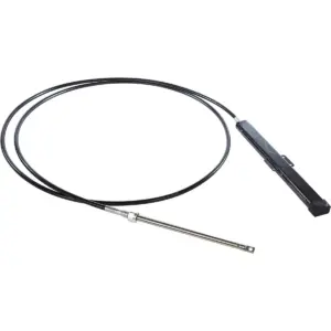 SeaStar Teleflex rack cable - coiled black cable with rack housing and metal steering rod