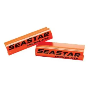 SeaStar 907333 stabilizer clips - two orange clips with black SeaStar Jackplate lettering