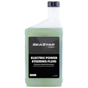 SeaStar HA5482 electric power steering fluid - pale green bottle with black cap and label