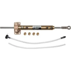 SeaStar HC5319 inboard steering cylinder - bronze cylinder with fittings and two clear tubes