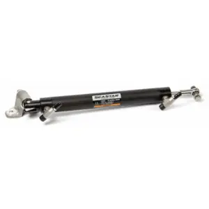 SeaStar HC5380-3 hydraulic cylinder - black cylinder with metal mounting fittings and label