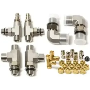 SeaStar HF5518 bleeder tee kit - metal tees elbow fittings brass nuts and connectors
