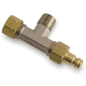 SeaStar HF5520 horizontal bleeder tee kit - metal tee fitting with brass ends