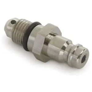 SeaStar HF5548 bleeder fitting - metal fitting with threaded end black seal and hose connector
