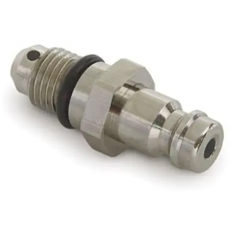SeaStar HF5548 bleeder fitting - metal fitting with threaded end black seal and hose connector SeaStar HF5548 bleeder fitting - metal fitting with threaded end black seal and hose connector