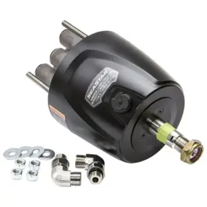 SeaStar HH5224 hydraulic helm pump - black helm pump with metal shaft mounting hardware and fittings