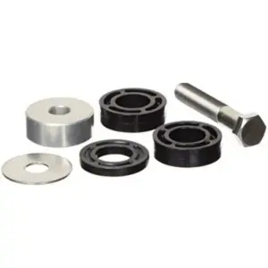 SeaStar HO5090 engine spacer kit - metal bolt washers and black spacers arranged on white