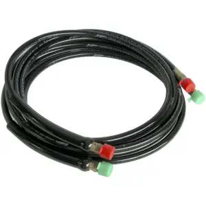 SeaStar outboard steering hose kit - coiled pair of black hoses with red and green protective caps