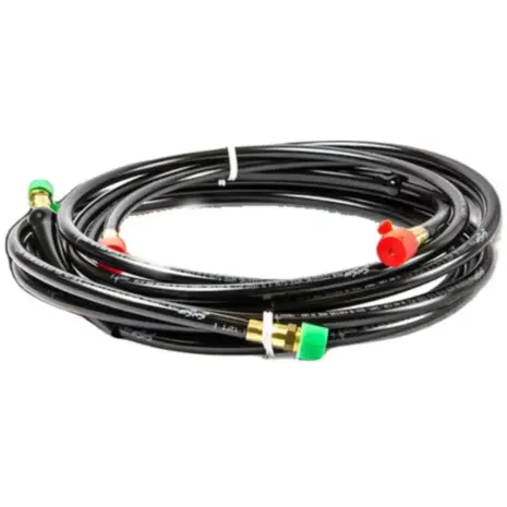 SeaStar PRO outboard hose kit - coiled black hoses with red and green capped metal fittings SeaStar PRO outboard hose kit - coiled black hoses with red and green capped metal fittings