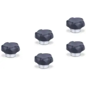 SeaStar HP6126 vent plug - five black capped plugs with metal threads