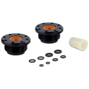 SeaStar HS5167 cylinder seal kit - two black end caps with orange seals and assorted rings