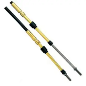 Seastar CC230 Standard Control Cable - control cable ends with brass sleeves black collars and silver rods