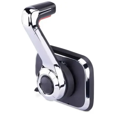 Seastar CH8050P Xtreme Side Mount Control With Engine Cut Off Switch - chrome and black single-lever control with red trigger under handle Seastar CH8050P Xtreme Side Mount Control With Engine Cut Off Switch - chrome and black single-lever control with red trigger under handle