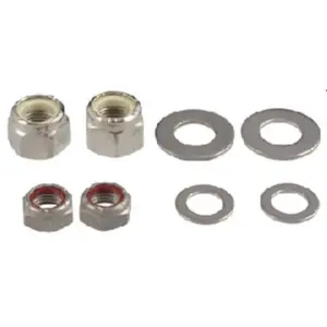 SeaStar HP6036 spacer kit - four metal nuts and four washers arranged on white