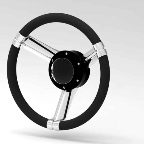 Isotta Ratio 350 mm Black Leather Marine Steering Wheel - Keyed Hub